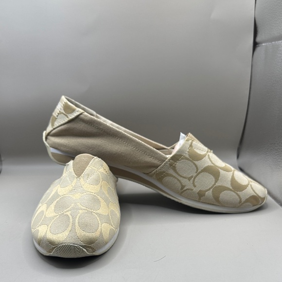 Coach Shoes - Coach Neutral Signature Canvas Slip-On Loafers